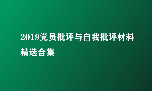 2019党员批评与自我批评材料精选合集