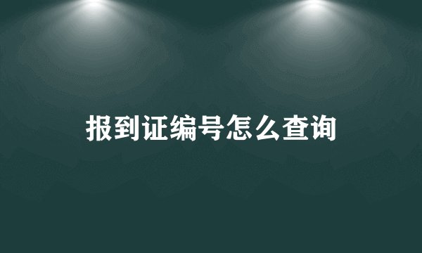 报到证编号怎么查询