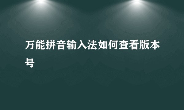 万能拼音输入法如何查看版本号