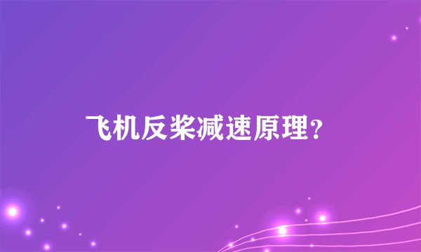 飞机反桨减速原理？