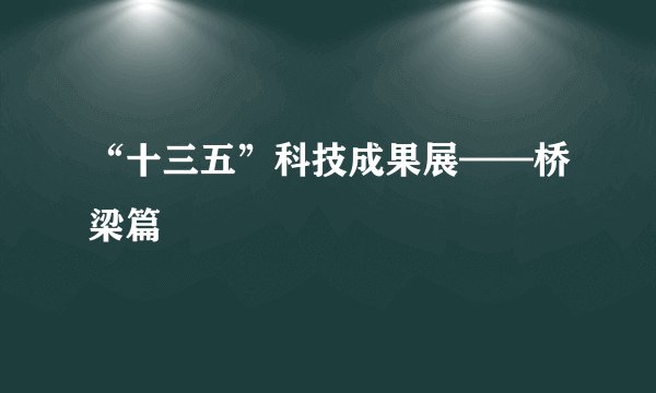 “十三五”科技成果展——桥梁篇