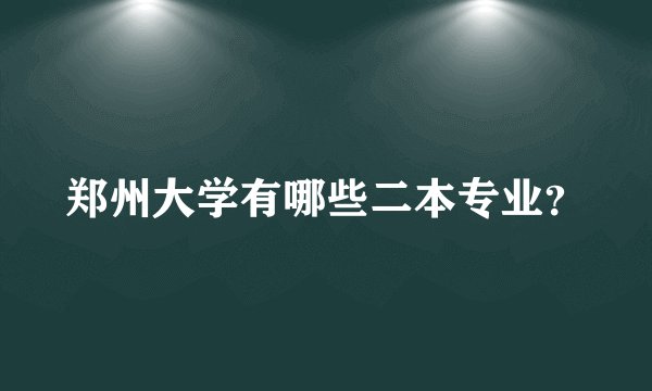 郑州大学有哪些二本专业？