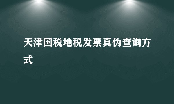 天津国税地税发票真伪查询方式