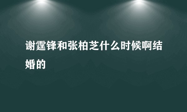 谢霆锋和张柏芝什么时候啊结婚的
