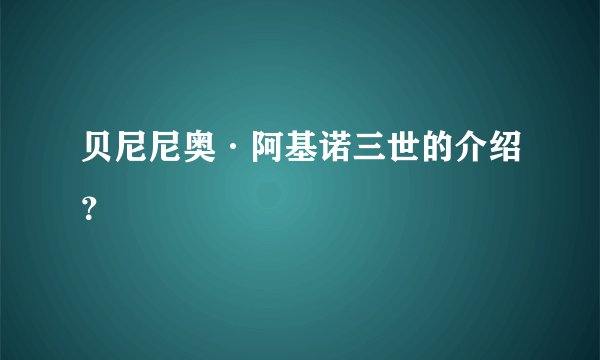 贝尼尼奥·阿基诺三世的介绍？