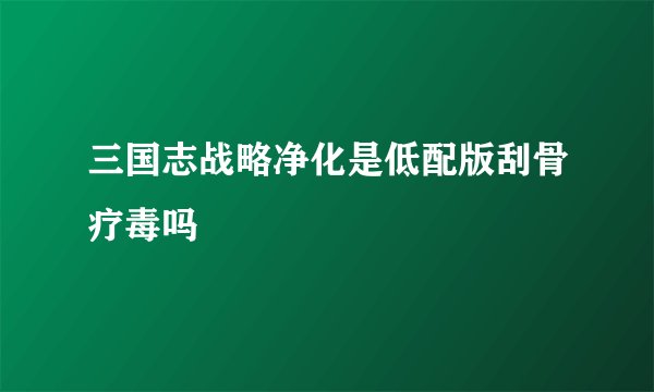 三国志战略净化是低配版刮骨疗毒吗