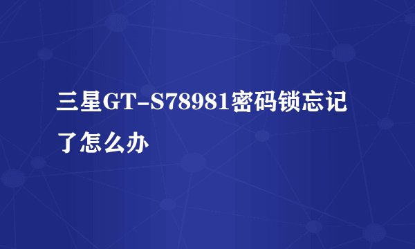 三星GT-S78981密码锁忘记了怎么办