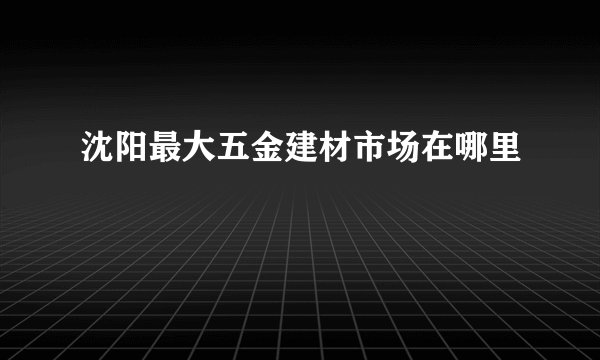 沈阳最大五金建材市场在哪里