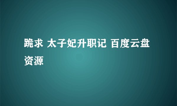 跪求 太子妃升职记 百度云盘资源