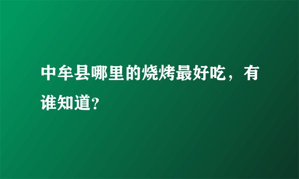 中牟县哪里的烧烤最好吃，有谁知道？