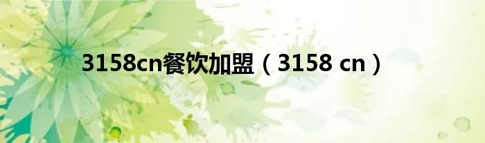 3158cn餐饮加盟（3158 cn）