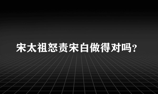 宋太祖怒责宋白做得对吗？