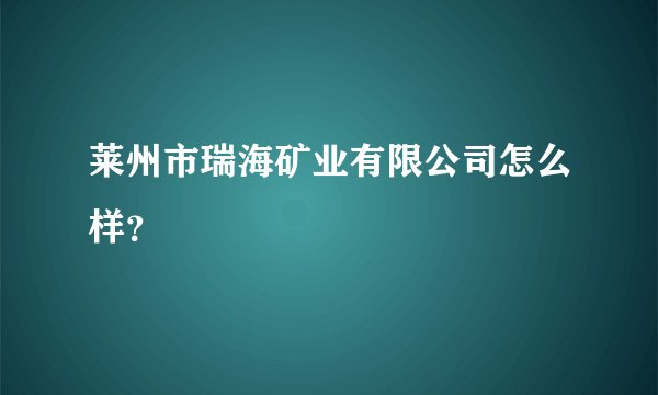 莱州市瑞海矿业有限公司怎么样?