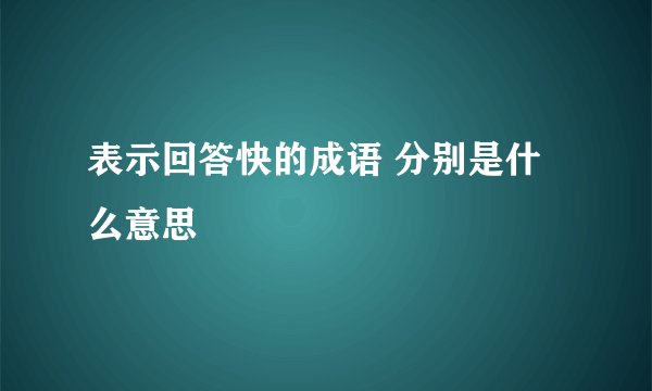 表示回答快的成语 分别是什么意思