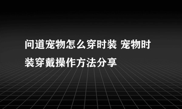 问道宠物怎么穿时装 宠物时装穿戴操作方法分享