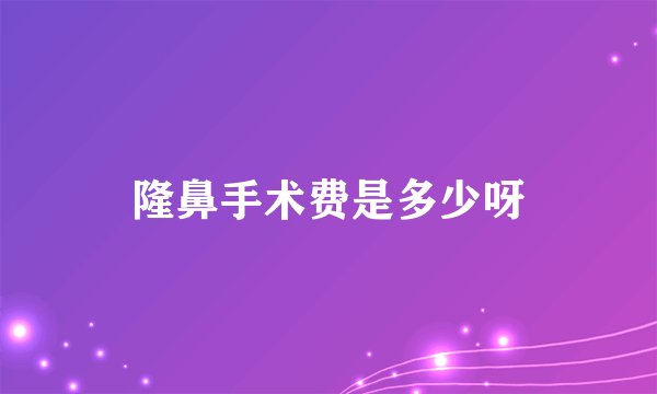 隆鼻手术费是多少呀