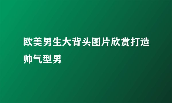 欧美男生大背头图片欣赏打造帅气型男
