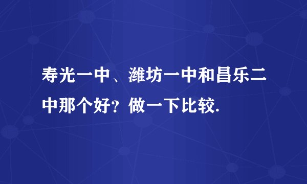 寿光一中、潍坊一中和昌乐二中那个好？做一下比较.