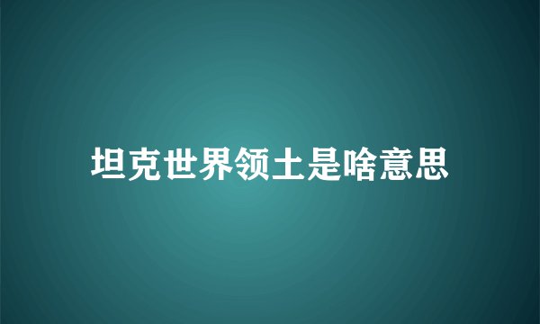 坦克世界领土是啥意思
