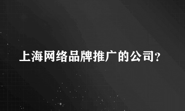 上海网络品牌推广的公司?