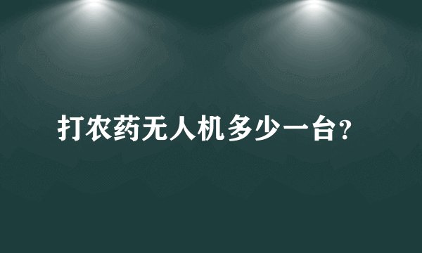 打农药无人机多少一台？