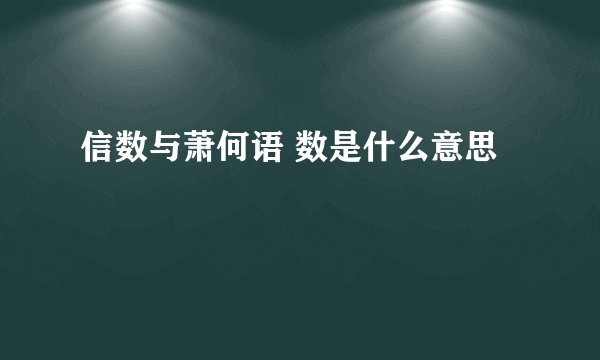 信数与萧何语 数是什么意思