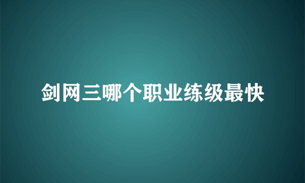 剑网三哪个职业练级最快