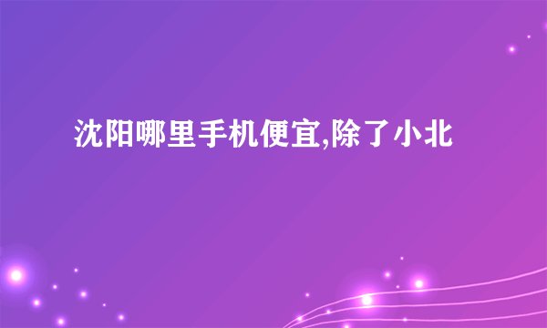 沈阳哪里手机便宜,除了小北