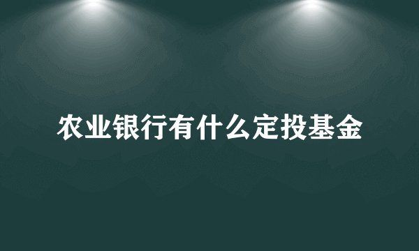 农业银行有什么定投基金