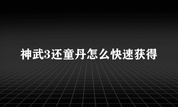 神武3还童丹怎么快速获得
