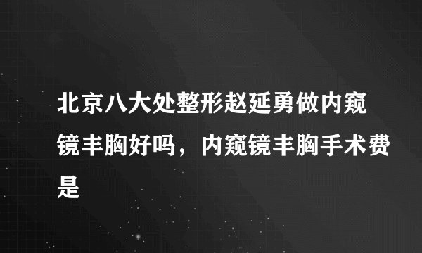 北京八大处整形赵延勇做内窥镜丰胸好吗,内窥镜丰胸手术费是
