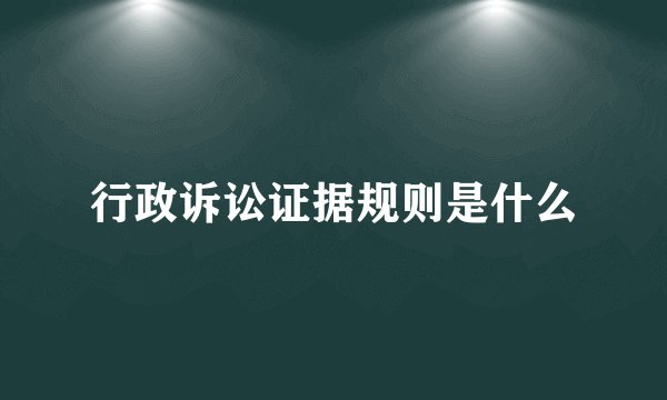 行政诉讼证据规则是什么