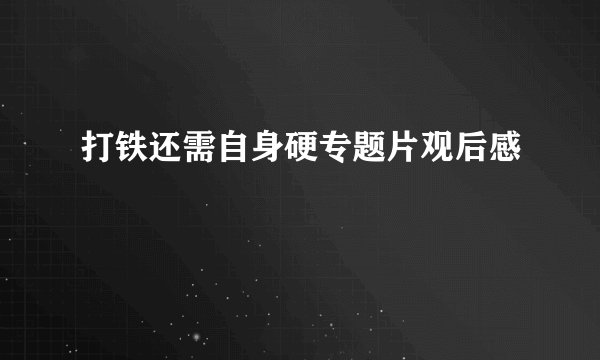 打铁还需自身硬专题片观后感