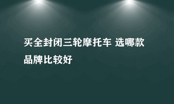 买全封闭三轮摩托车 选哪款品牌比较好