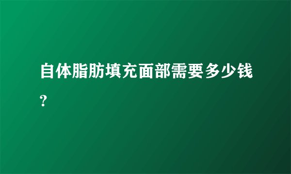 自体脂肪填充面部需要多少钱？