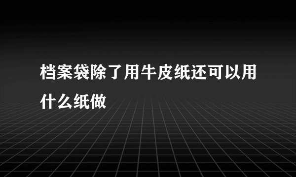 档案袋除了用牛皮纸还可以用什么纸做