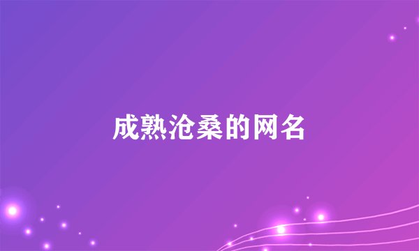 成熟沧桑的网名