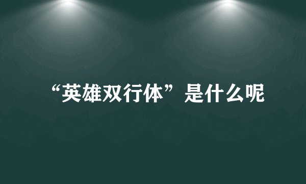 “英雄双行体”是什么呢