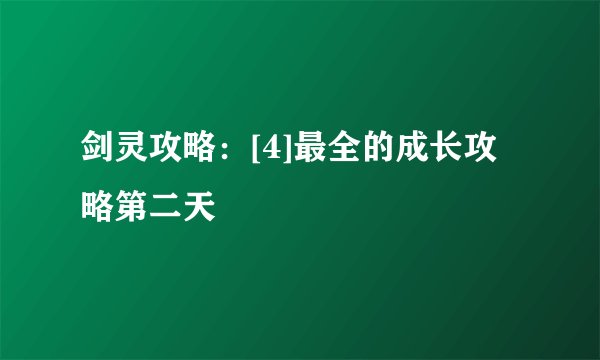 剑灵攻略：[4]最全的成长攻略第二天