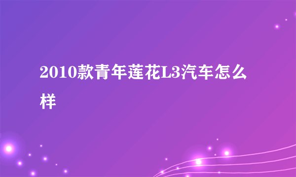 2010款青年莲花L3汽车怎么样