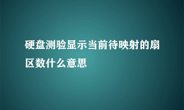 硬盘测验显示当前待映射的扇区数什么意思