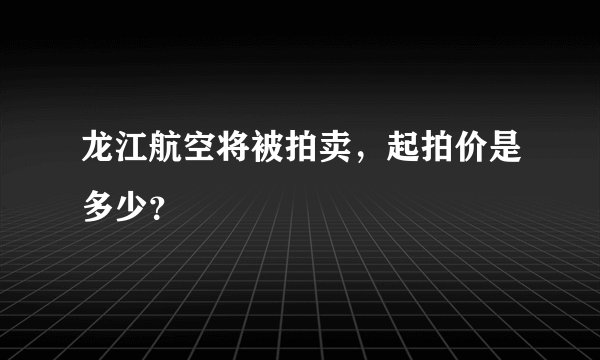 龙江航空将被拍卖,起拍价是多少?
