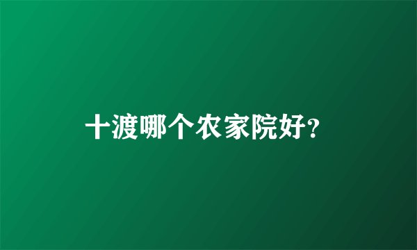 十渡哪个农家院好?