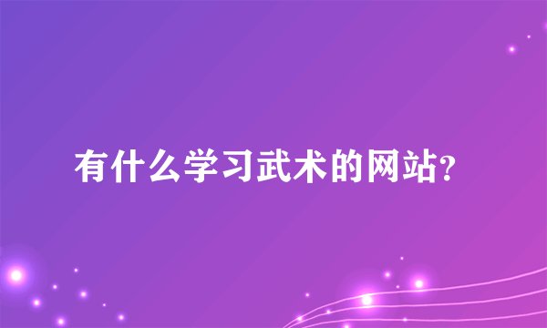 有什么学习武术的网站？