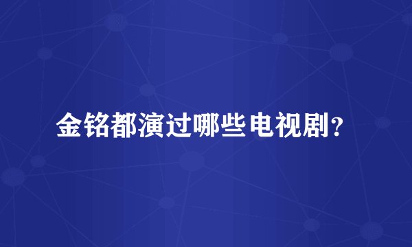 金铭都演过哪些电视剧？