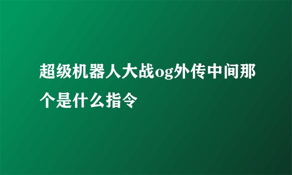 超级机器人大战og外传中间那个是什么指令