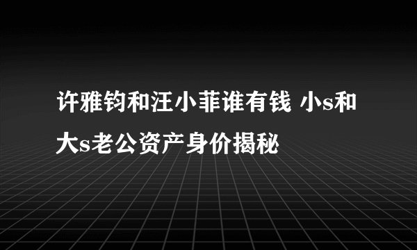 许雅钧和汪小菲谁有钱 小s和大s老公资产身价揭秘