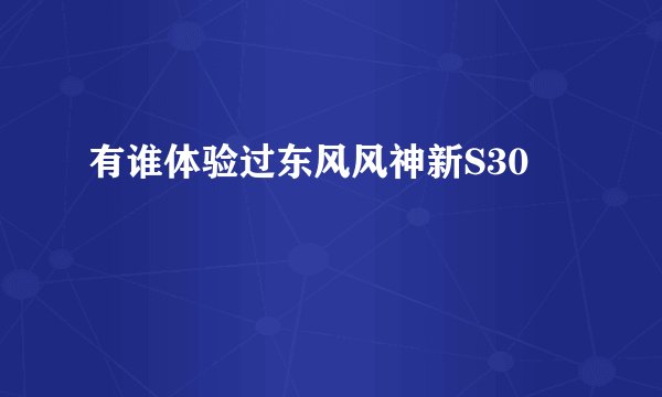 有谁体验过东风风神新S30