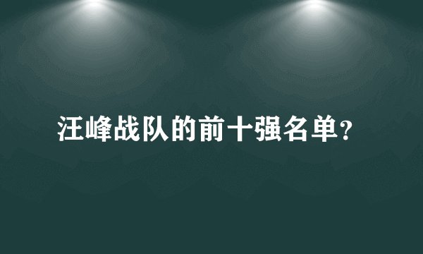 汪峰战队的前十强名单？