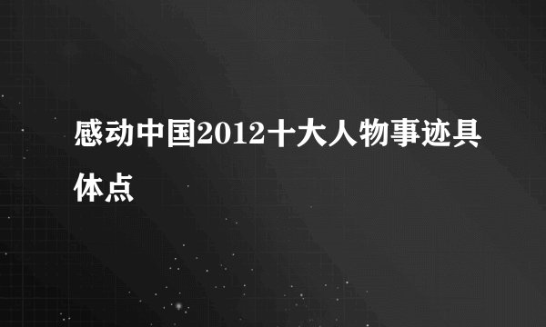 感动中国2012十大人物事迹具体点